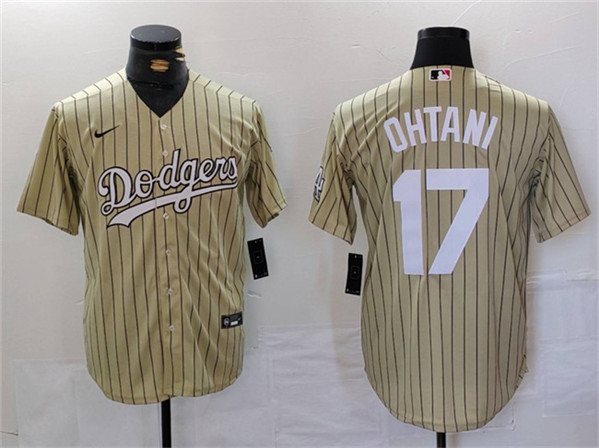 Los Angeles Dodgers #17 Shohei Ohtani Cream Cool Base Stitched Jersey - Click Image to Close